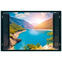 Ventanas 3d vinilo de lago y montañas